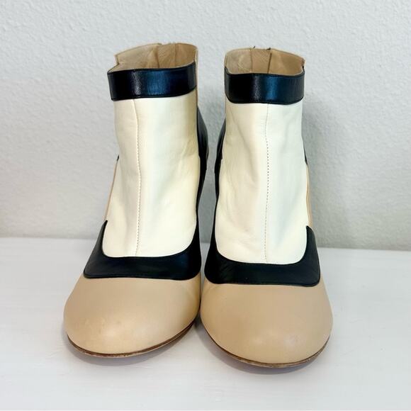 Chanel Color Block Ankle Boots with CC Logo Size EU 37.5 Black & Beige - Picture 6 of 10
